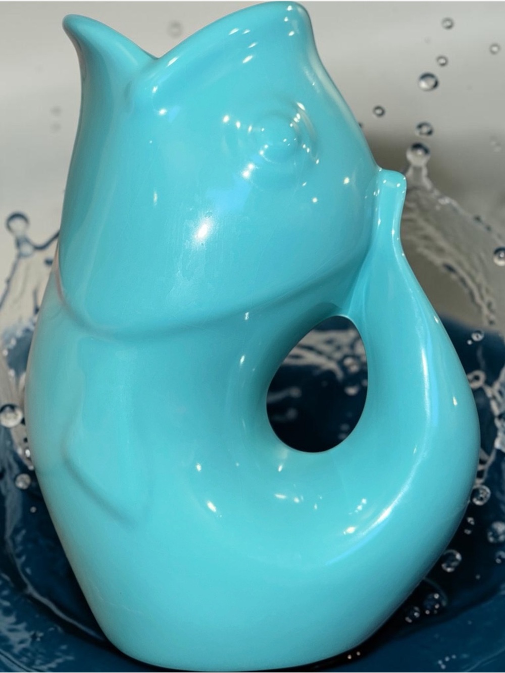 Ceramic Fish Sculptural Vase - Aqua Blue
